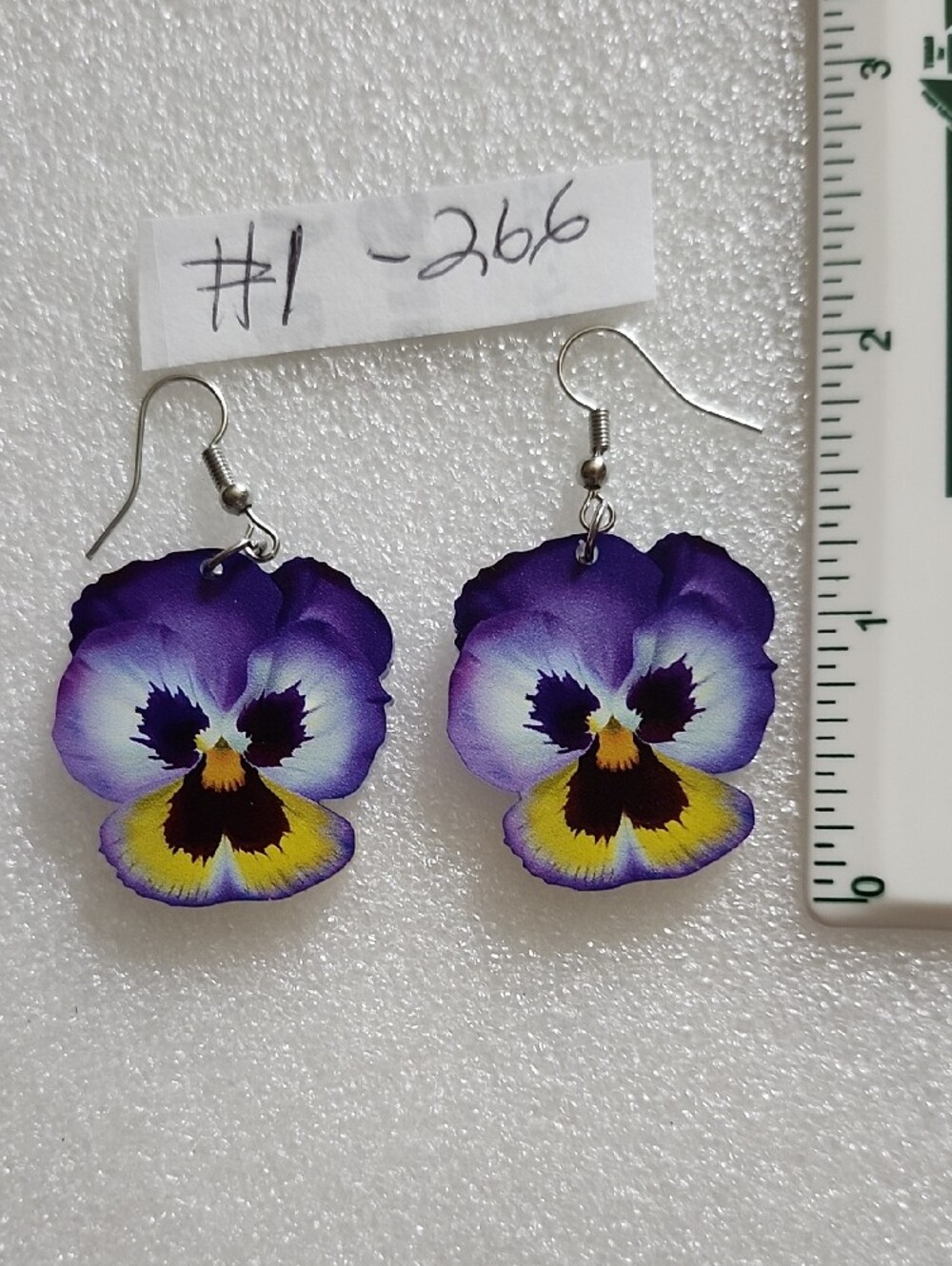 Purple Pansy Floral Drop Earrings - Women Jewelry - Picture 3 of 5